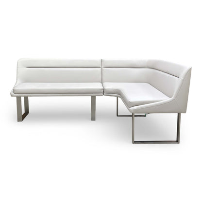 'Avorio' Neutral Faux Leather Right Hand Facing Corner Dining Bench