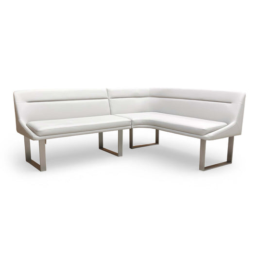 'Avorio' Neutral Faux Leather Right Hand Facing Corner Dining Bench