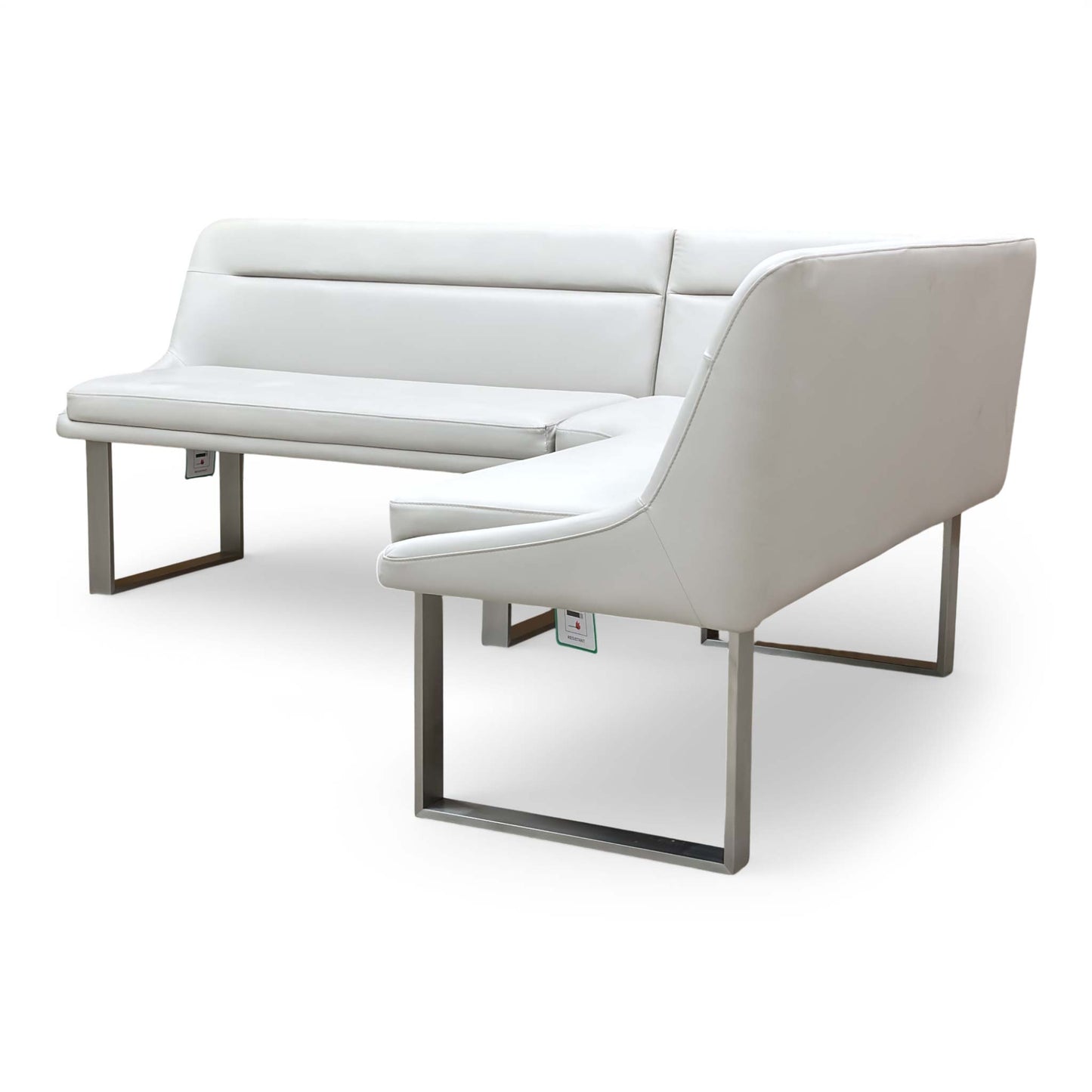 'Avorio' Neutral Faux Leather Right Hand Facing Corner Dining Bench