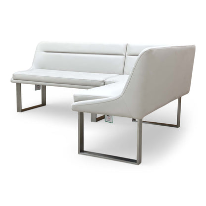 'Avorio' Neutral Faux Leather Right Hand Facing Corner Dining Bench