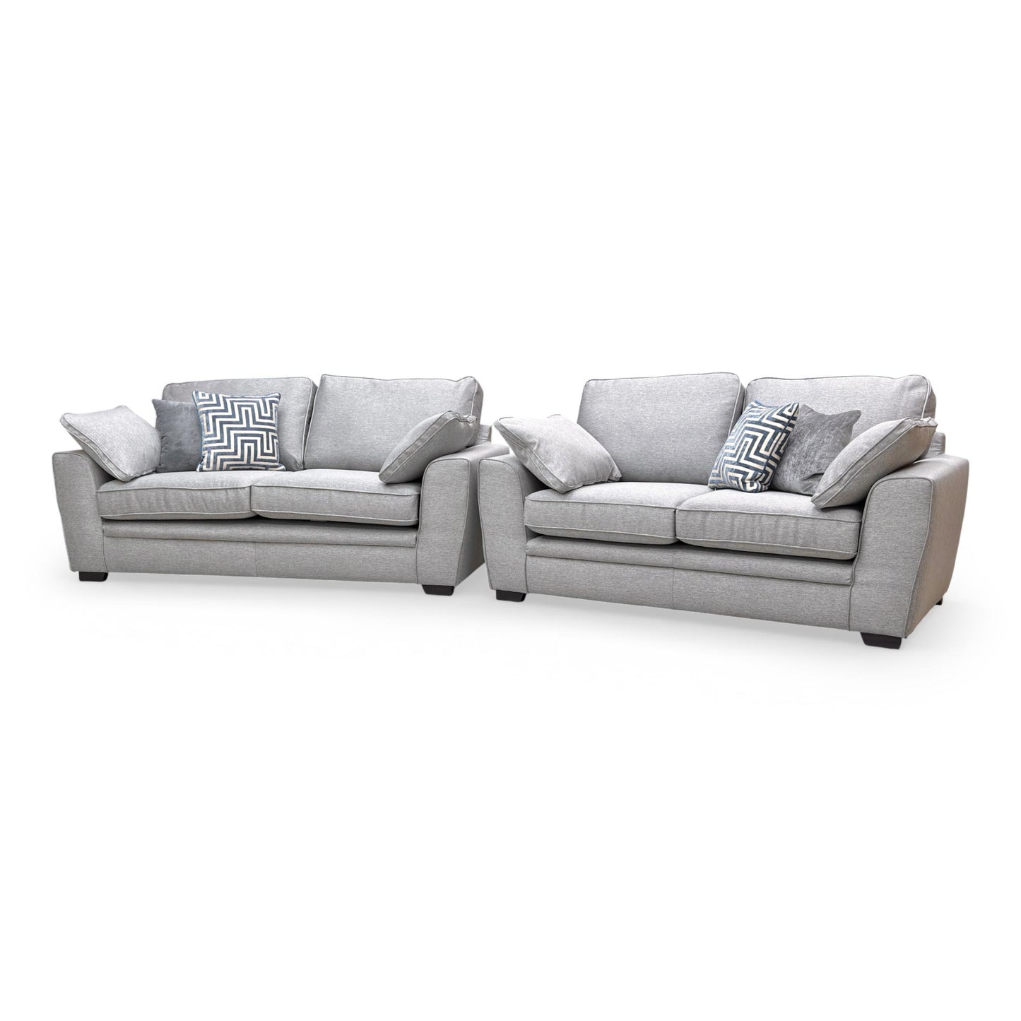 Side view of the Chalfont 3-seater sofa in Novak Grey fabric, showcasing the deep-filled back cushions and sleek armrests.