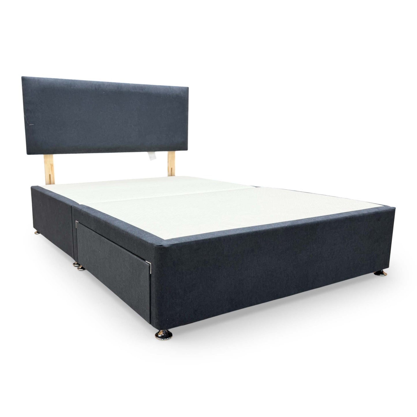 'Roma' Venice Carbon Fabric Headboard + 2 Draw Divan Base - Double Highgrove