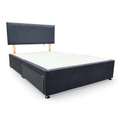 'Roma' Venice Carbon Fabric Headboard + 2 Draw Divan Base - Double Highgrove