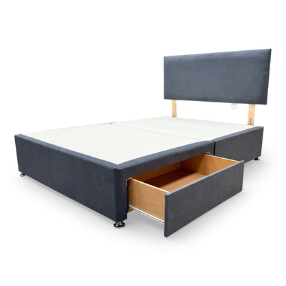 'Roma' Venice Carbon Fabric Headboard + 2 Draw Divan Base - Double Highgrove