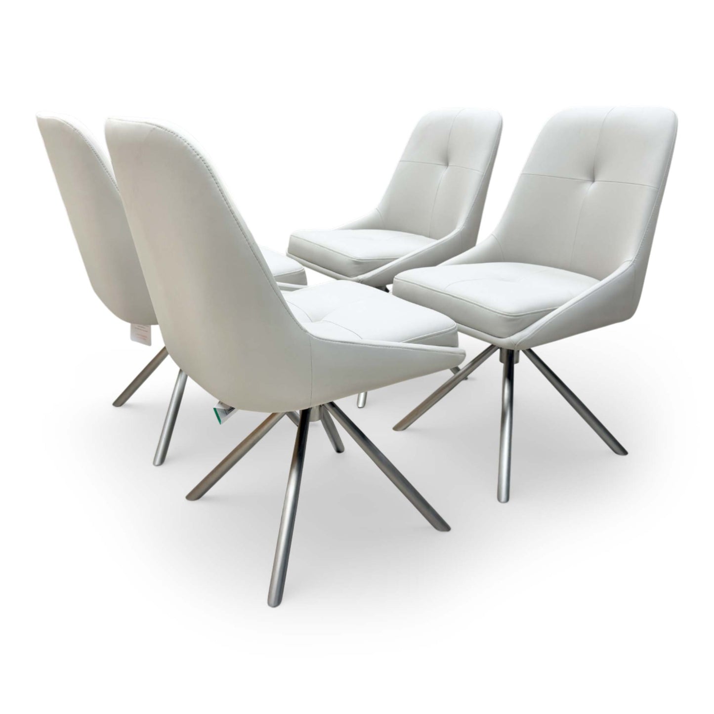 'Avorio' Neutral Faux Leather Set of 4 Swivel Dining Chairs