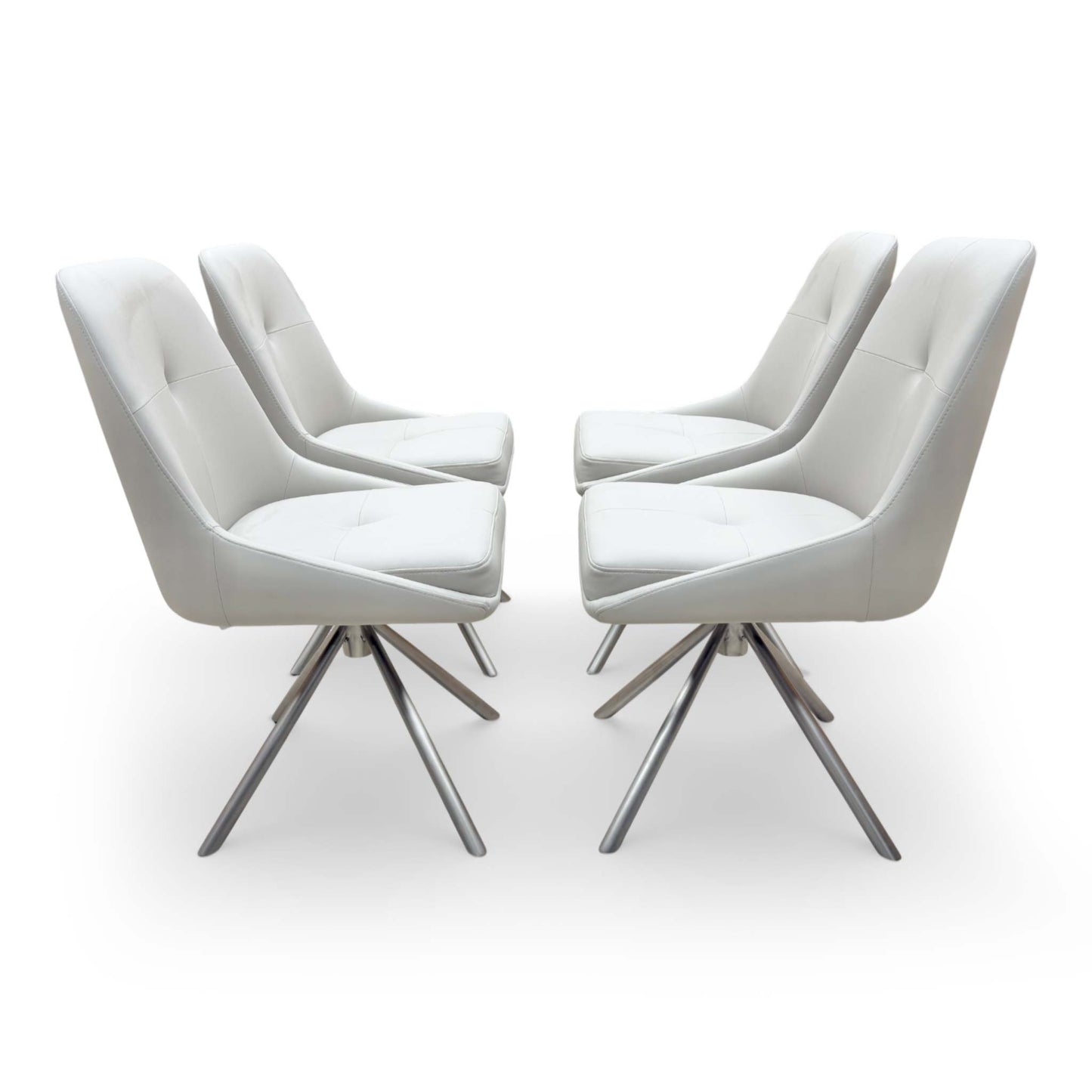 'Avorio' Neutral Faux Leather Set of 4 Swivel Dining Chairs