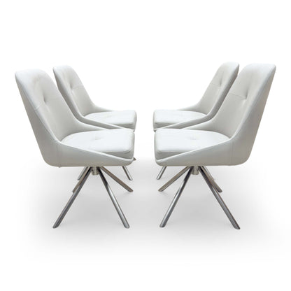 'Avorio' Neutral Faux Leather Set of 4 Swivel Dining Chairs