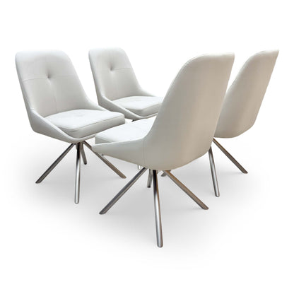 'Avorio' Neutral Faux Leather Set of 4 Swivel Dining Chairs