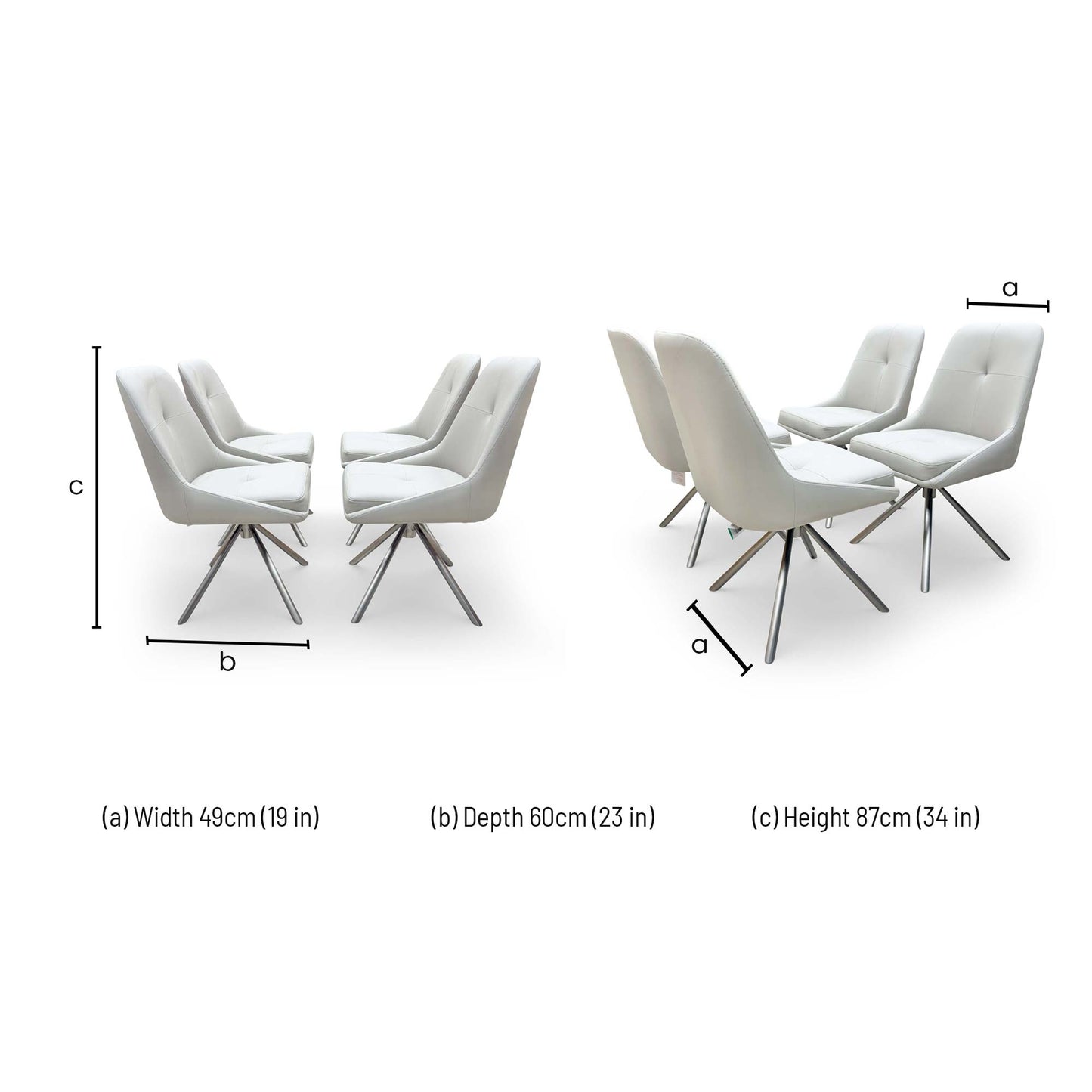 'Avorio' Neutral Faux Leather Set of 4 Swivel Dining Chairs