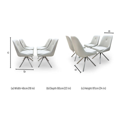 'Avorio' Neutral Faux Leather Set of 4 Swivel Dining Chairs