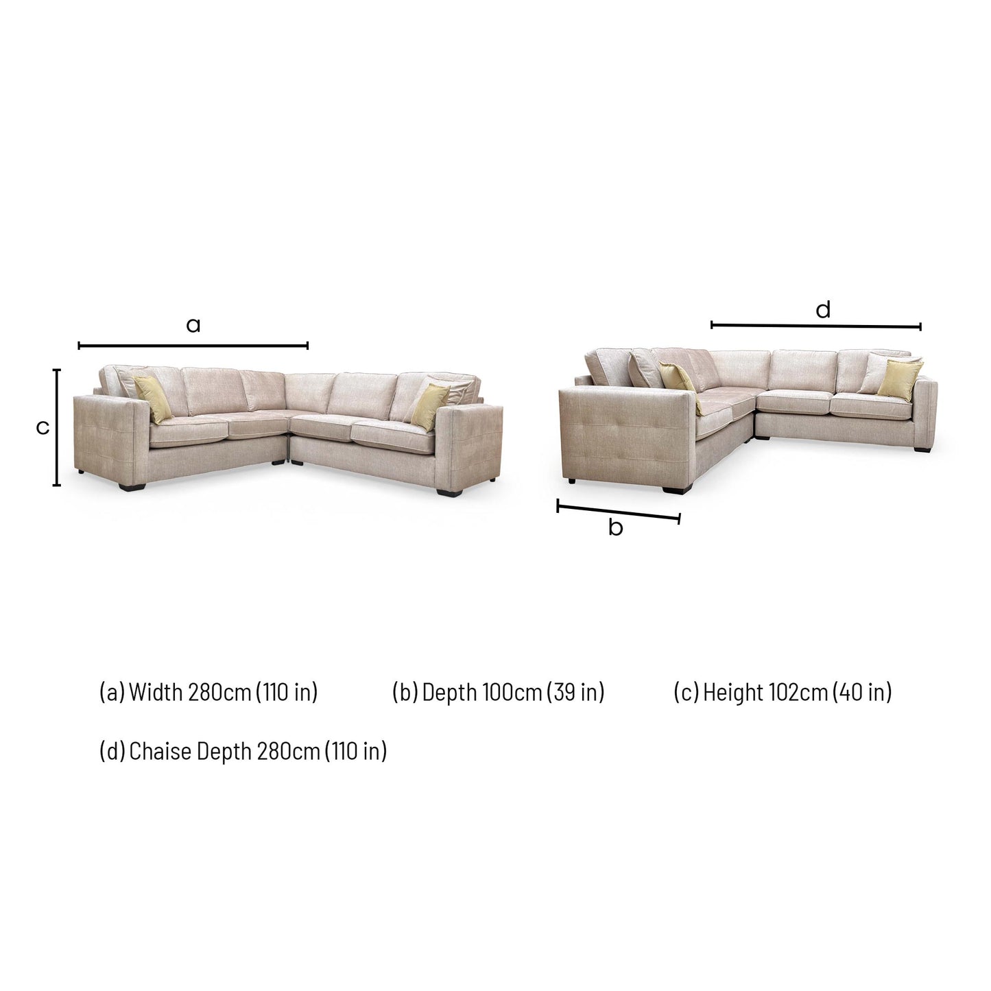 'Chelsea' Vogue Beige Velvet Formal Back 2 Corner 2 Sofa