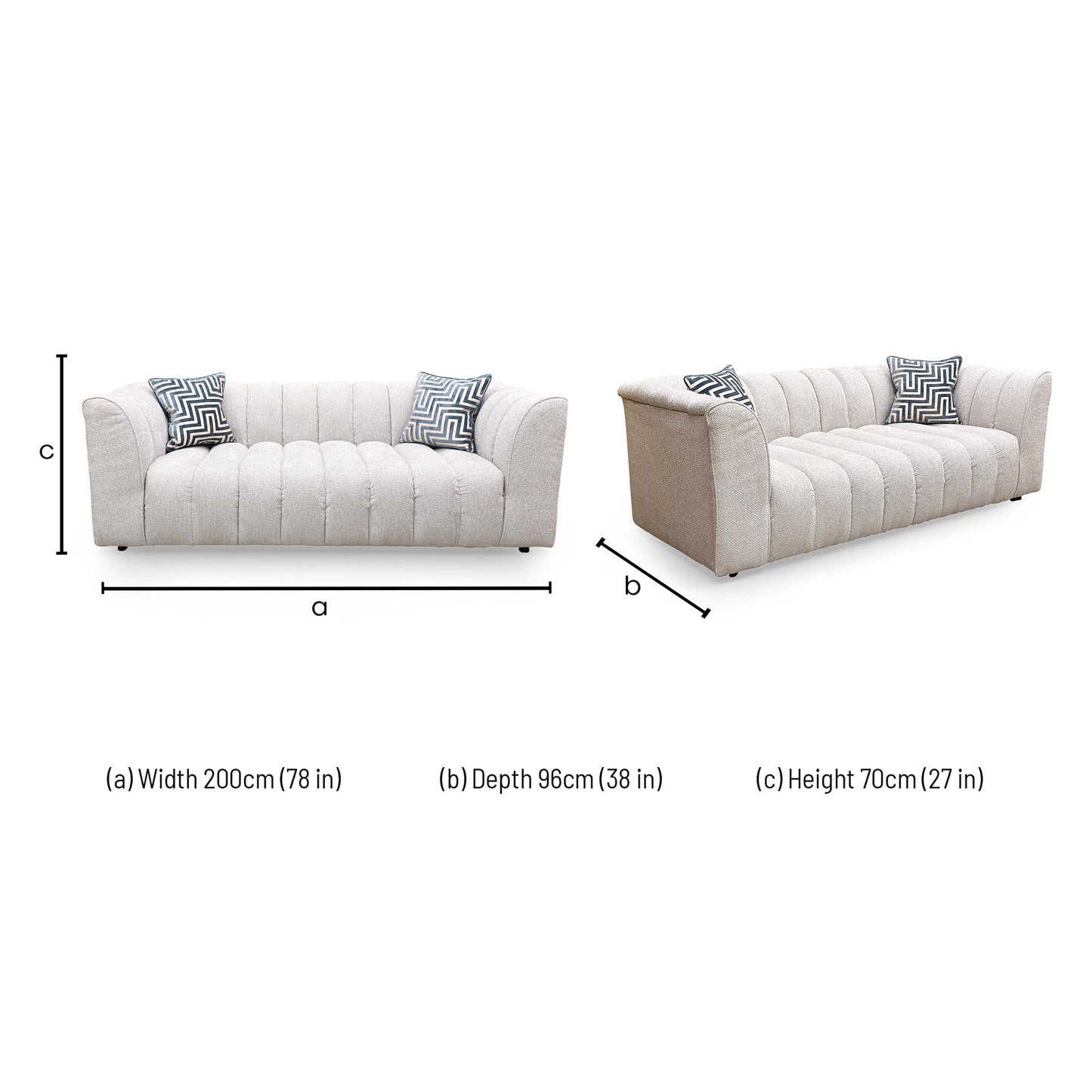 Michelle Keegan Home 'Mikah' Natural Fabric 3 Seater Sofa Very.com