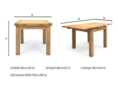 Furnitureland 'Augusta' Draw Leaf Extending Dining Table 90cm-150cm