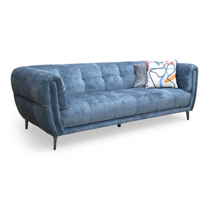 'Sienna' Hudson Ocean Blue Fabric 3 Seater Sofa