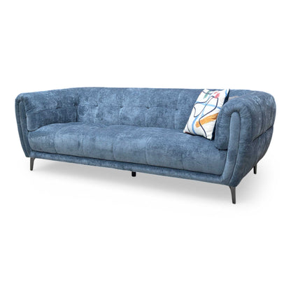 'Sienna' Hudson Ocean Blue Fabric 3 Seater Sofa
