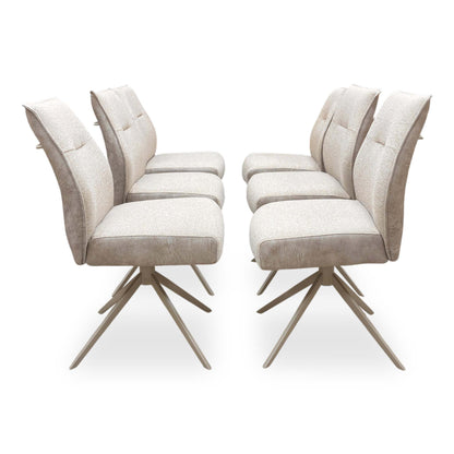 ‘Mirage’ Neutral Fabric Swivel Armless Dining Chairs - Set of 6