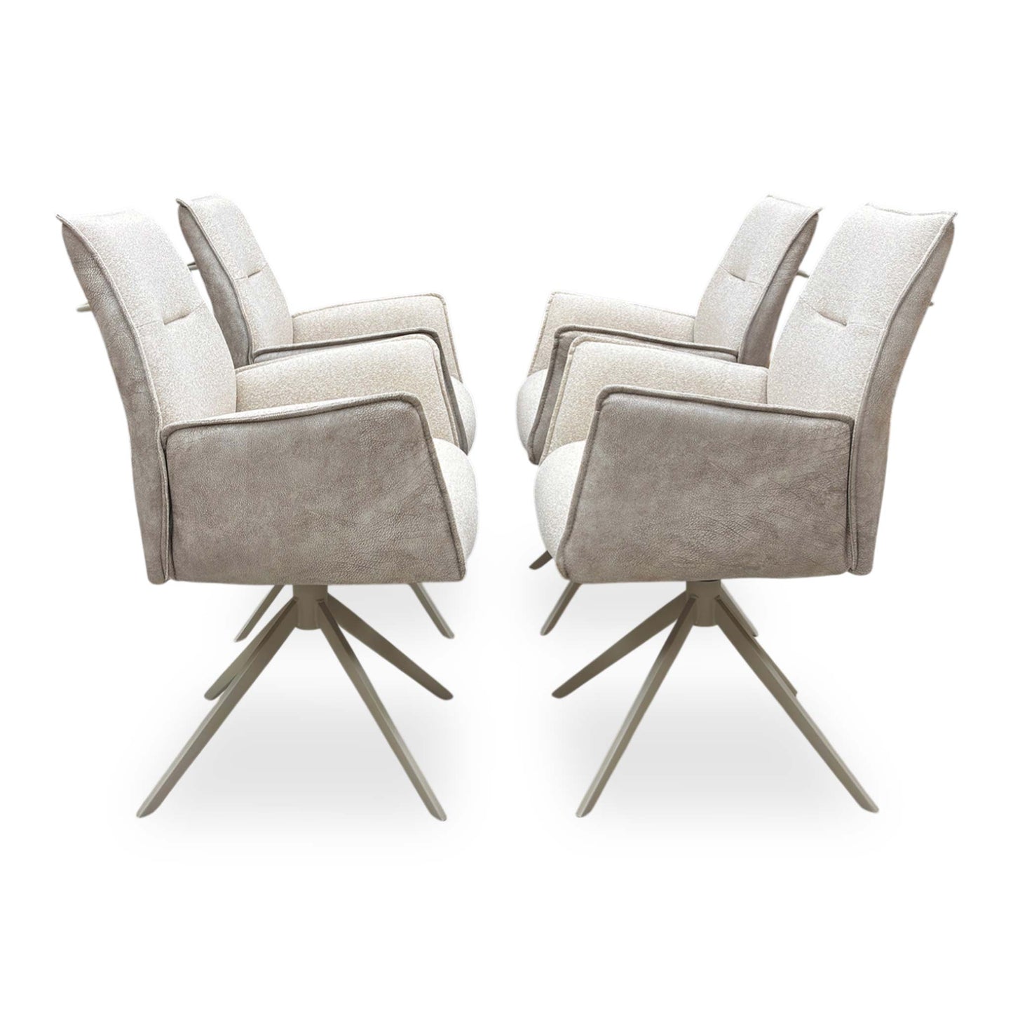 'Mirage' Neutral Fabric Swivel Dining Arm Chairs - Set of 4 Furniture Village