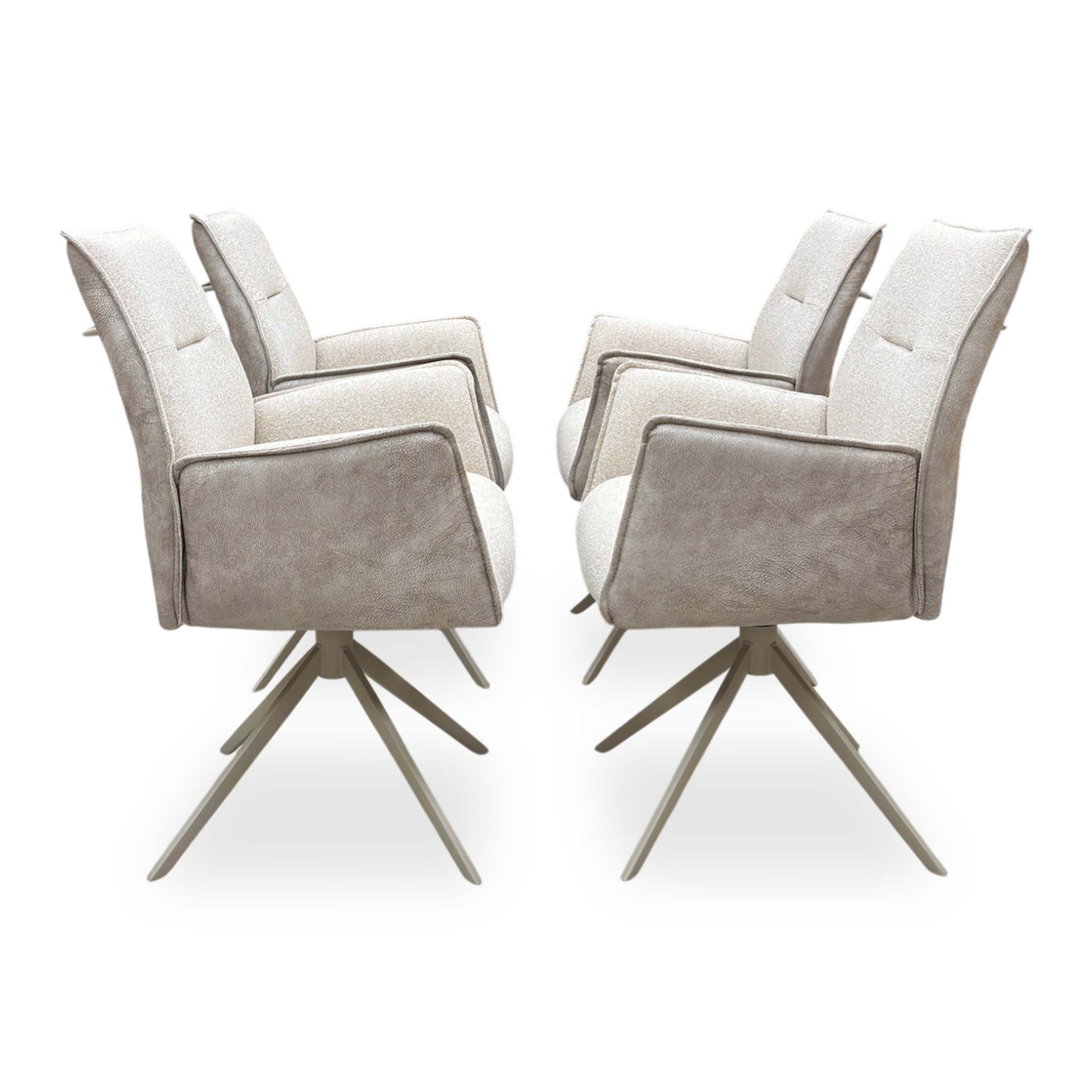 'Mirage' Neutral Fabric Swivel Dining Arm Chairs - Set of 4 Furniture Village