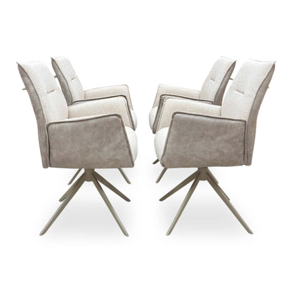 'Mirage' Neutral Fabric Swivel Dining Arm Chairs - Set of 4 Furniture Village