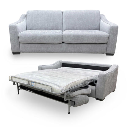 'Optimus' Fab-Meo-R27 Pewter Grey Fabric Space Saving Sofa Bed with Memory Foam Mattress