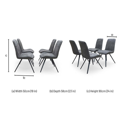 Dimensions diagram for the Warrior dining chair.