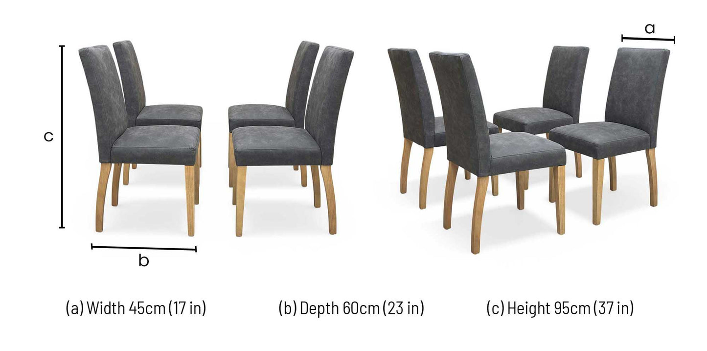 Furnitureland 'Augusta' Solid Oak Draw Leaf Extending Dining table with ‘Augusta’ Grey Cowboy Upholstered Dining Chair - Set of 4 Furniture Village