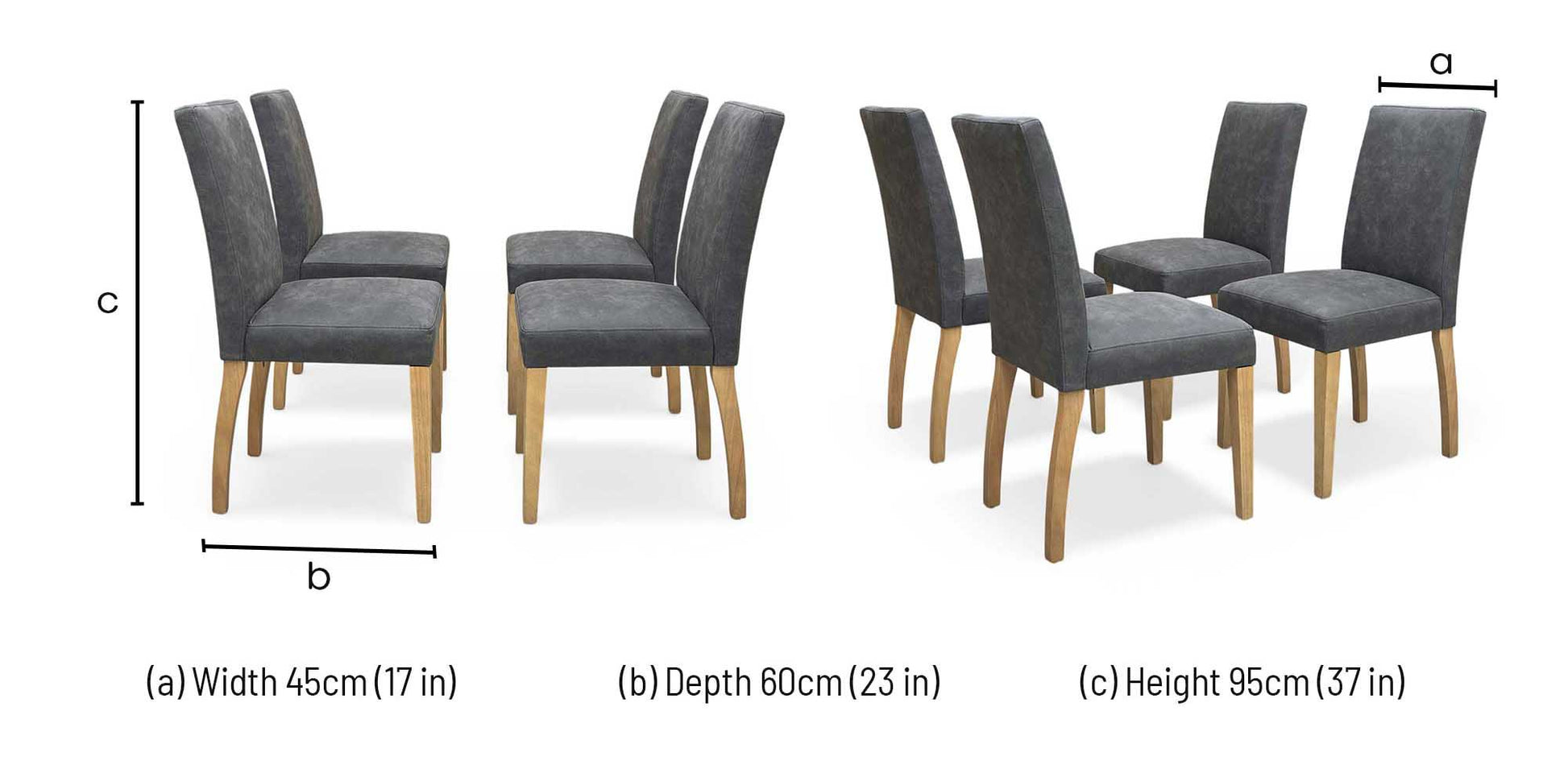 Furnitureland 'Augusta' Solid Oak Draw Leaf Extending Dining table with ‘Augusta’ Grey Cowboy Upholstered Dining Chair - Set of 4 Furniture Village