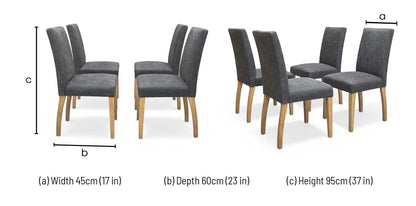 Furnitureland 'Augusta' Solid Oak Draw Leaf Extending Dining table with ‘Augusta’ Grey Cowboy Upholstered Dining Chair - Set of 4 Furniture Village