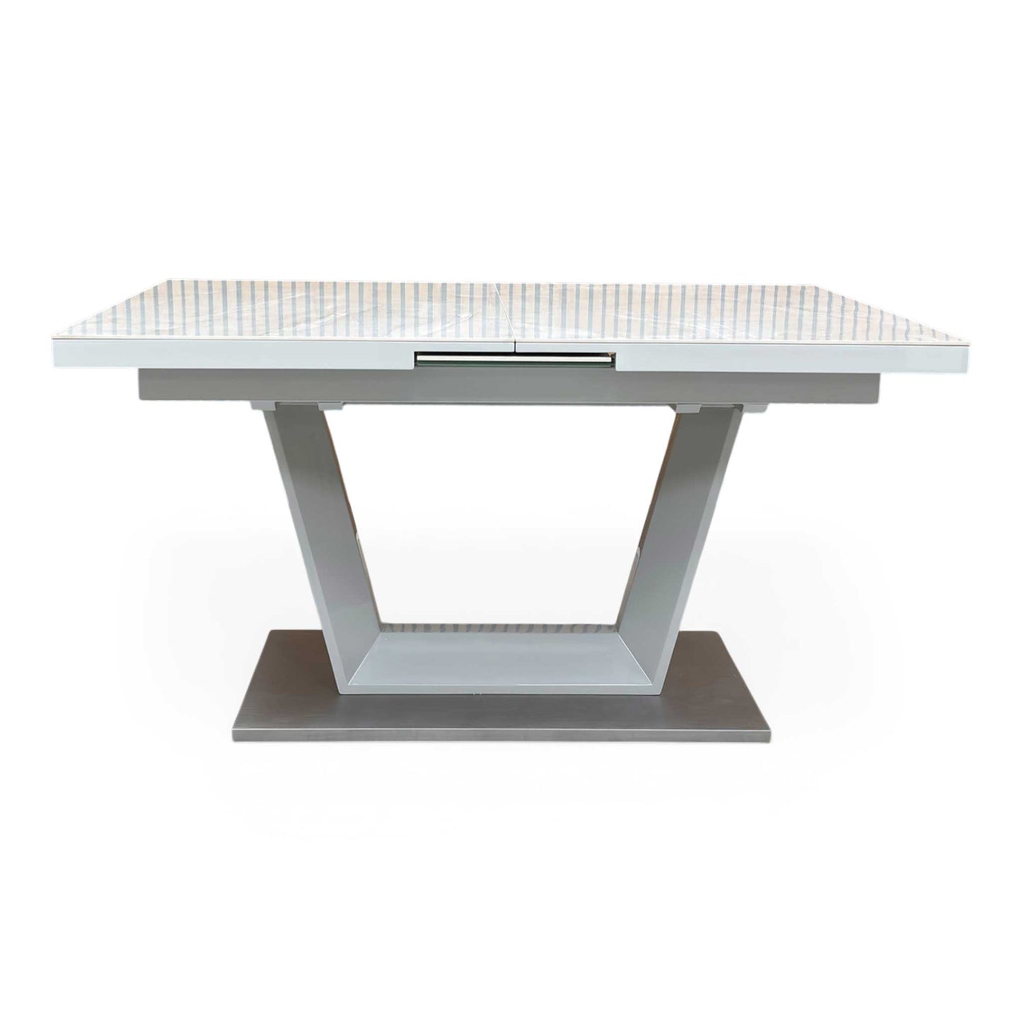 ‘Grigio’ High Gloss Marble Effect Ceramic Top Small 140cm Pop Up Extending Dining Table