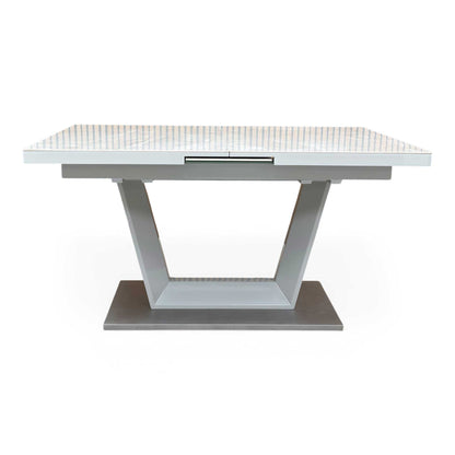 ‘Grigio’ High Gloss Marble Effect Ceramic Top Small 140cm Pop Up Extending Dining Table
