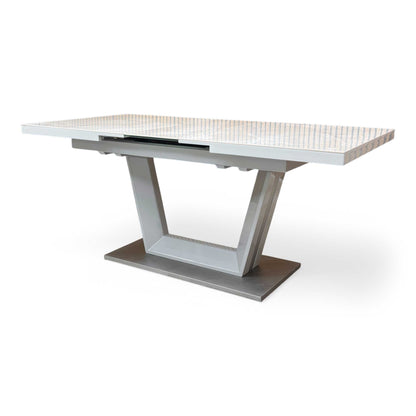 ‘Grigio’ High Gloss Marble Effect Ceramic Top Small 140cm Pop Up Extending Dining Table