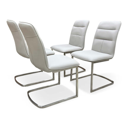'Cashmere' Taupe Faux Leather Cantilever Dining Chairs - Set of 4 Furniture Village