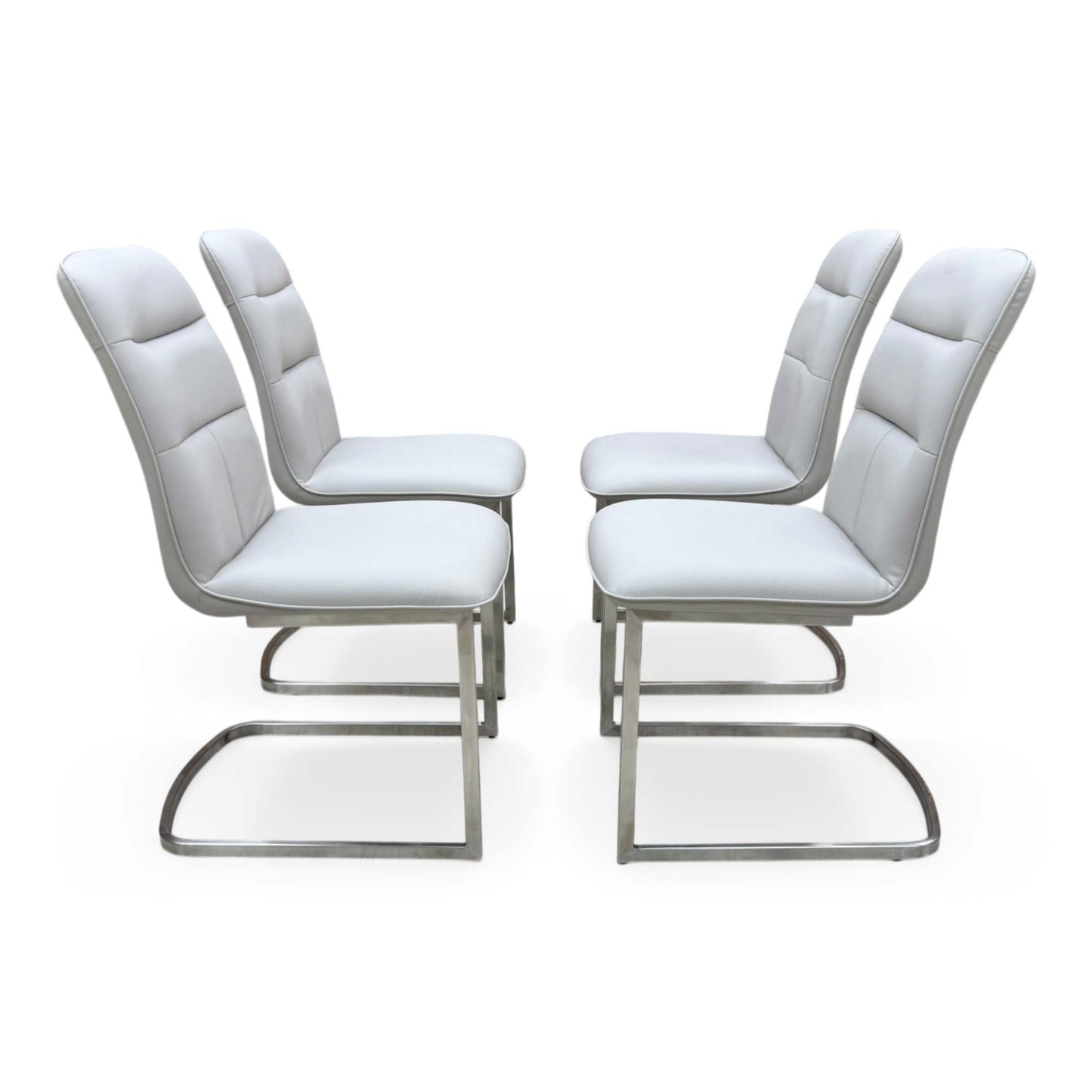'Cashmere' Taupe Faux Leather Cantilever Dining Chairs - Set of 4 Furniture Village
