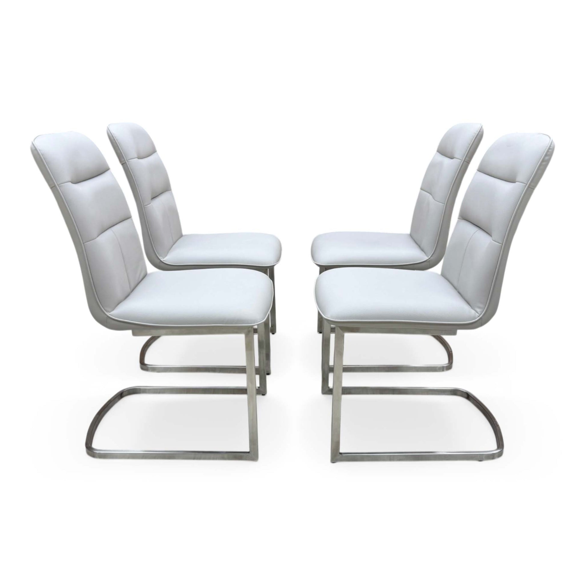 'Cashmere' Taupe Faux Leather Cantilever Dining Chairs - Set of 4 Furniture Village