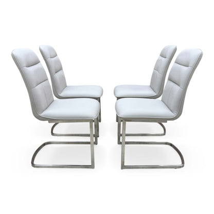 'Cashmere' Taupe Faux Leather Cantilever Dining Chairs - Set of 4 Furniture Village