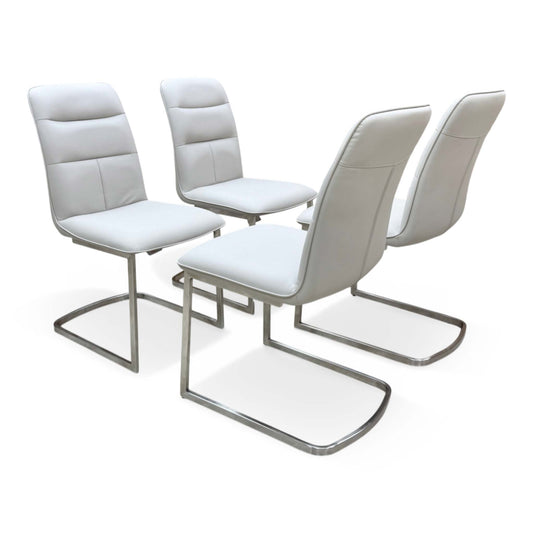 'Cashmere' Taupe Faux Leather Cantilever Dining Chairs - Set of 4 Furniture Village