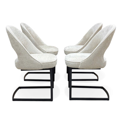 'Tiber' Alabaster Beige Fabric Cantilever Dining Chairs - Set of 4