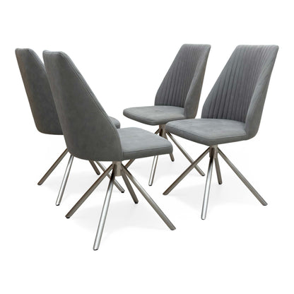 'Grigio' Grey Fabric Swivel Dining Chairs - Set of 4