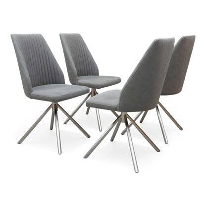 'Grigio' Grey Fabric Swivel Dining Chairs - Set of 4