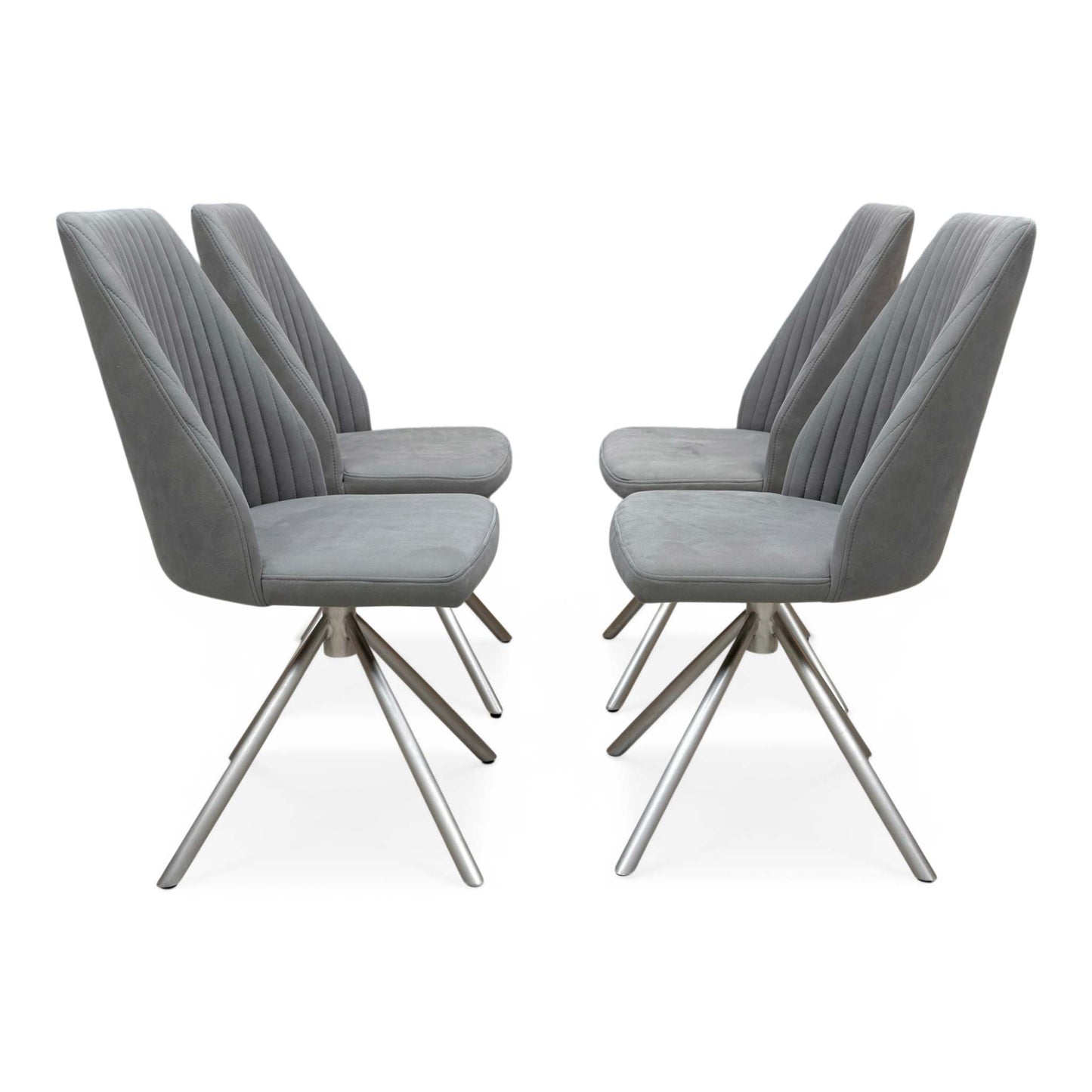 'Grigio' Grey Fabric Swivel Dining Chairs - Set of 4
