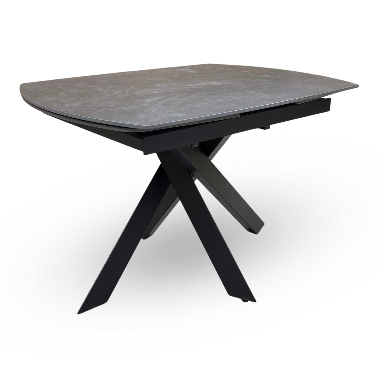 'Warrior' Grey Sintered Stone Swivel Extending Dining Table