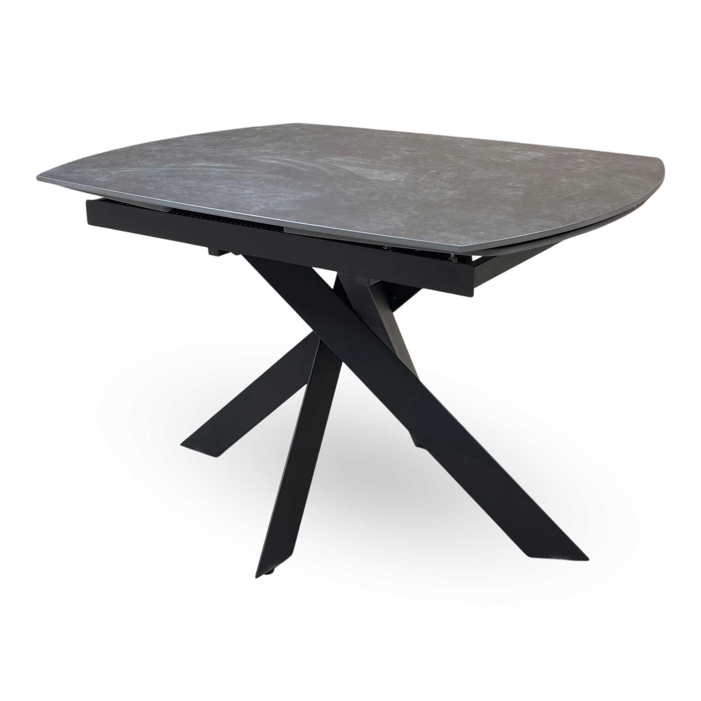'Warrior' Grey Sintered Stone Swivel Extending Dining Table