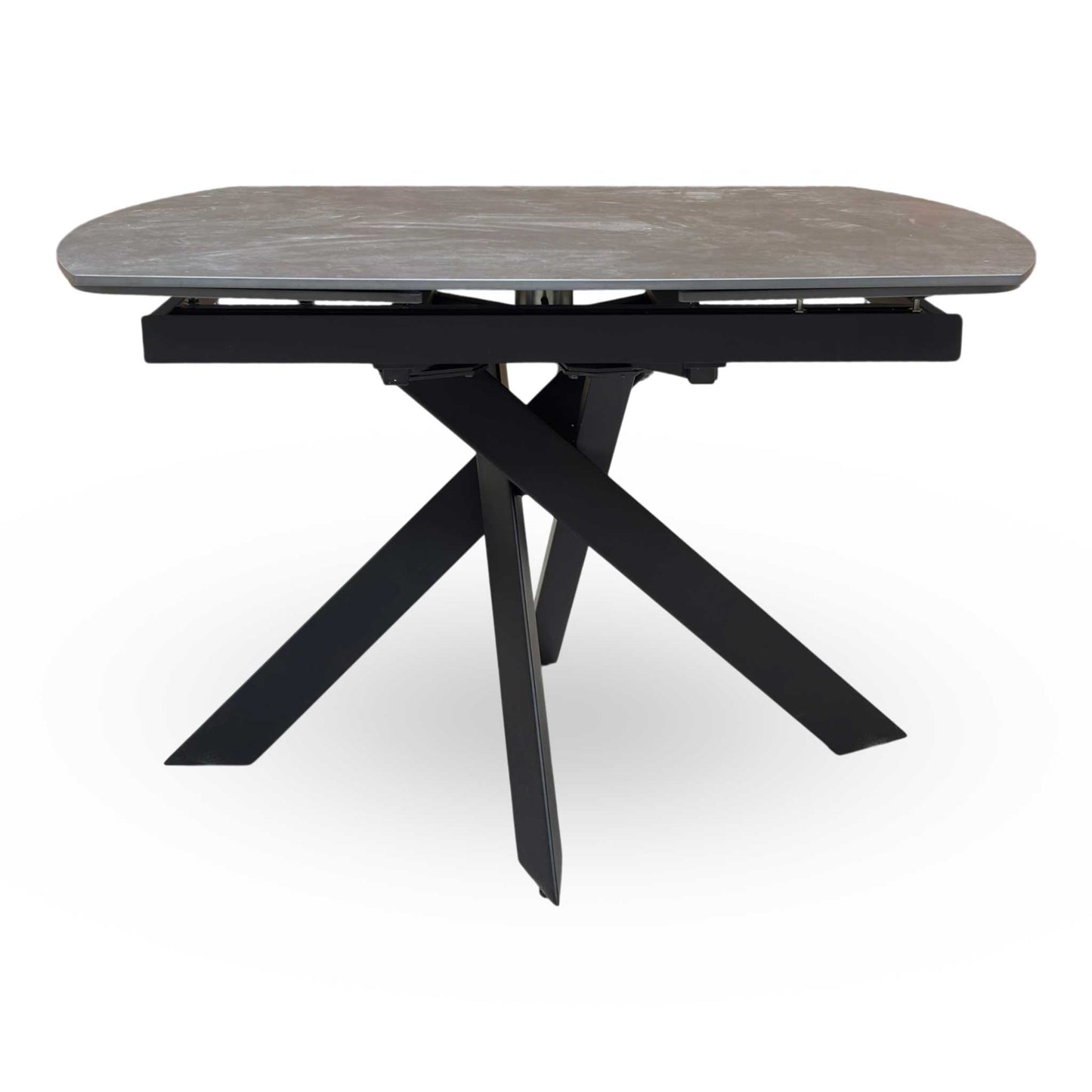 'Warrior' Grey Sintered Stone Swivel Extending Dining Table