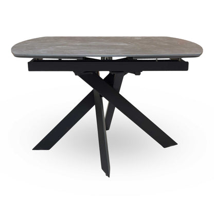 'Warrior' Grey Sintered Stone Swivel Extending Dining Table