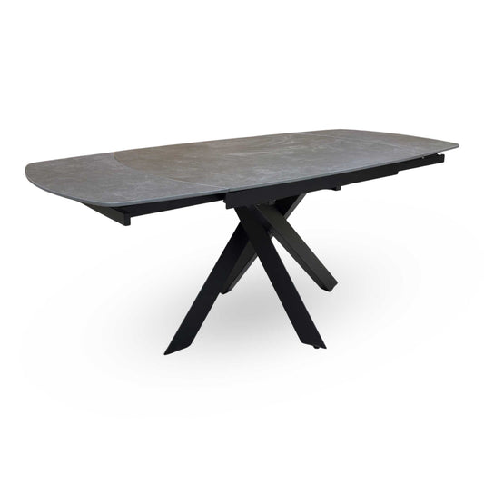 'Warrior' Grey Sintered Stone Swivel Extending Dining Table