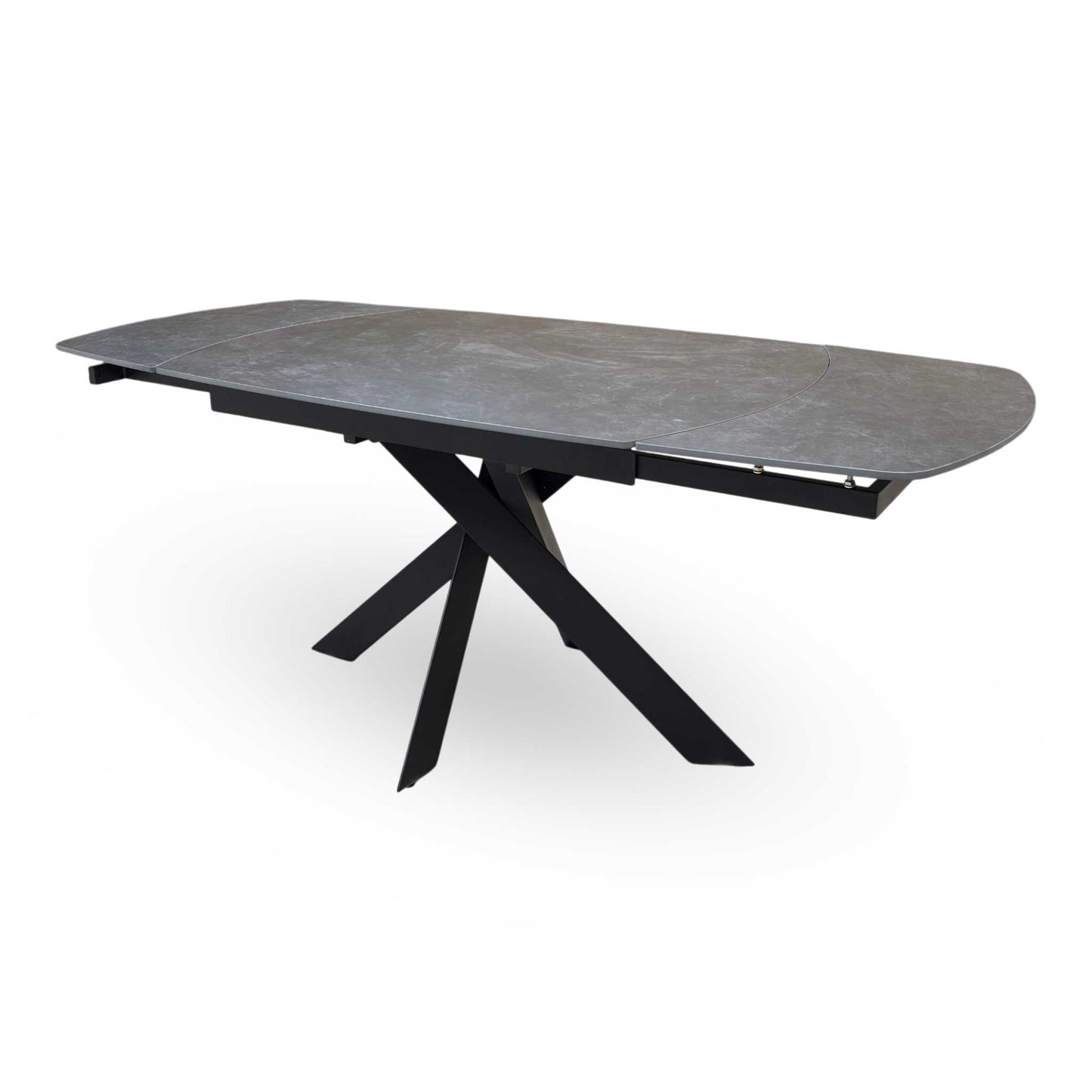 'Warrior' Grey Sintered Stone Swivel Extending Dining Table