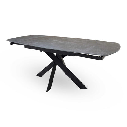 'Warrior' Grey Sintered Stone Swivel Extending Dining Table
