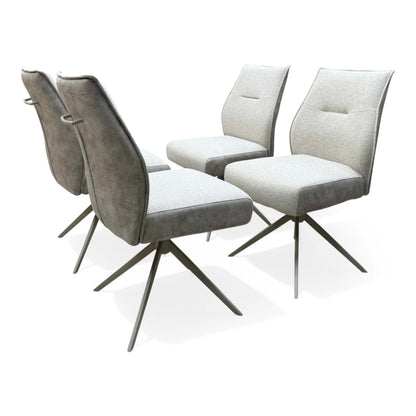 ‘Mirage’ Neutral Fabric Swivel Dining Chairs - Set of 4 Furniture Village