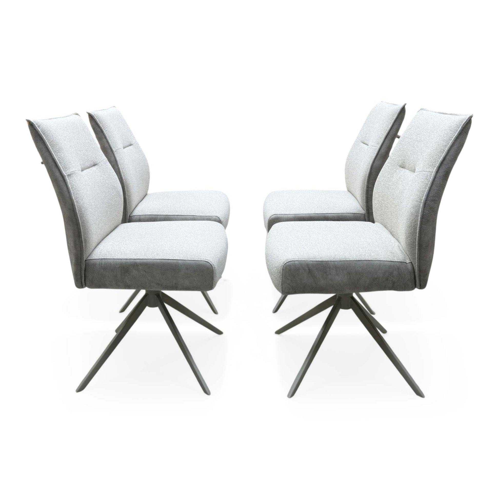 ‘Mirage’ Neutral Fabric Swivel Dining Chairs - Set of 4 Furniture Village