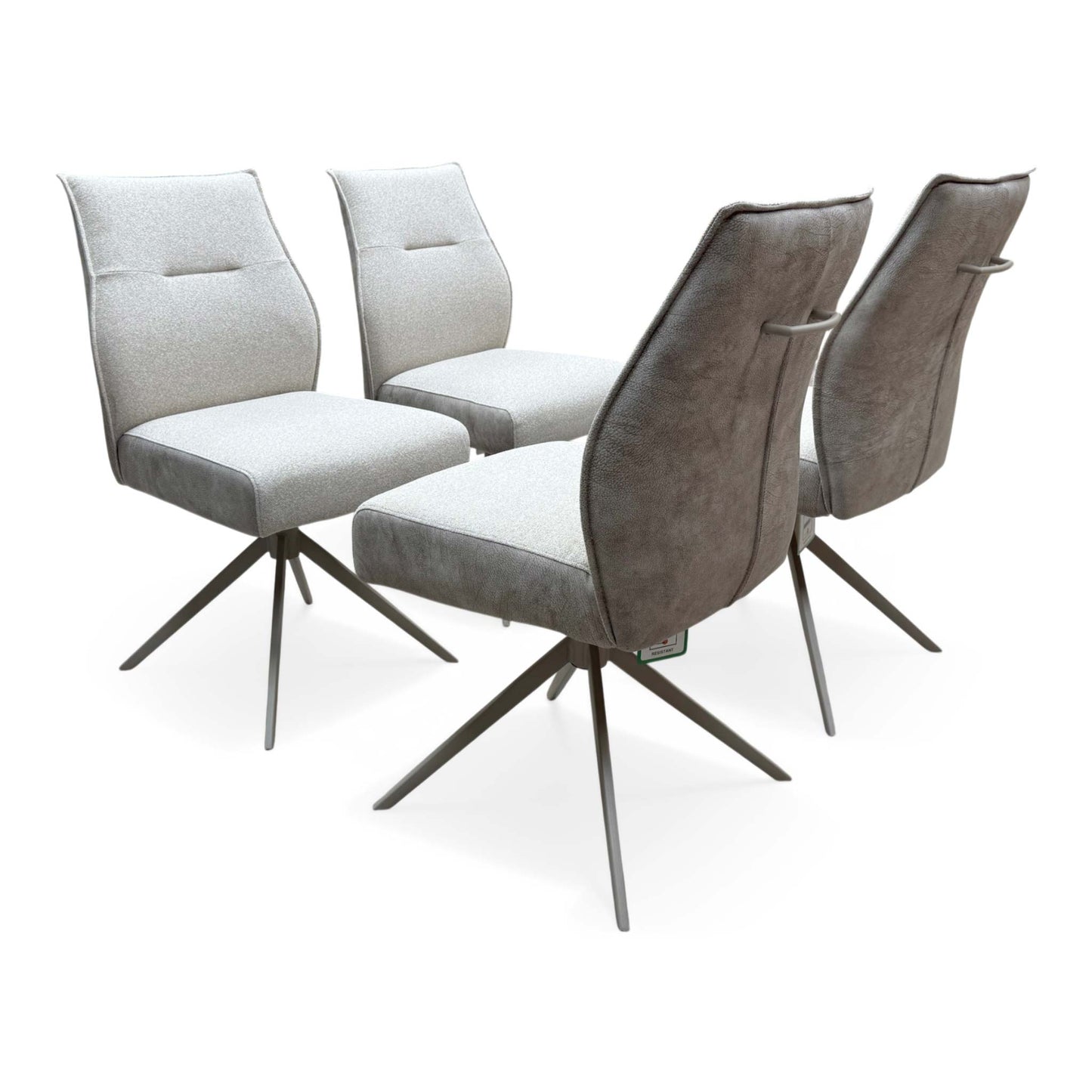 ‘Mirage’ Neutral Fabric Swivel Dining Chairs - Set of 4 Furniture Village